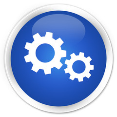 Process icon blue glossy round button