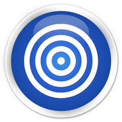 Target icon blue glossy round button