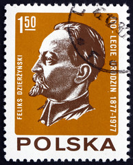 Postage stamp Poland 1977 Feliks Edmundovich Dzerzhinski - obrazy, fototapety, plakaty