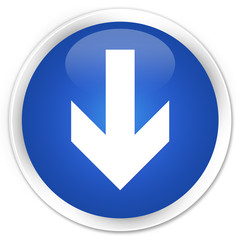 Download arrow icon blue glossy round button