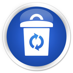 Trash icon blue glossy round button
