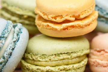 Macro Close up of macarons stacked