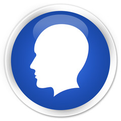 Head (men face) icon blue glossy round button