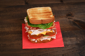 top view chicken club sandwich