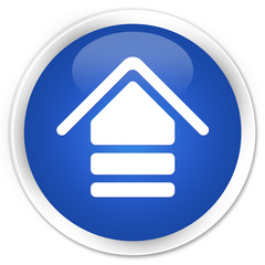 Upload icon blue glossy round button