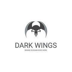 Dark wings logo. Wings and skull. 