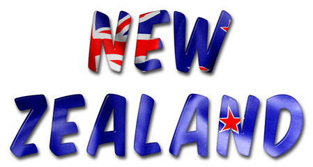 New Zealand Word With Flag Texture