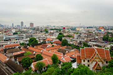 Fototapeta na wymiar Bangkok (Thailand) skyline view from the Golden Mount