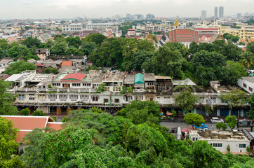 Fototapeta na wymiar Bangkok (Thailand) skyline view from the Golden Mount