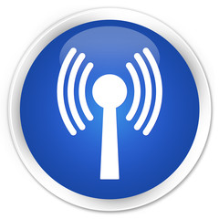 Wlan network icon blue glossy round button