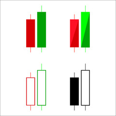 Set of candle stick graph trading chart to analyze the trade in
