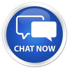 Chat now blue glossy round button