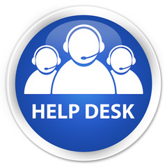Help desk (customer care team icon) blue glossy round button