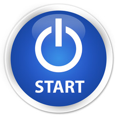 Start (power icon) blue glossy round button