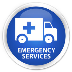 Obraz premium Emergency services blue glossy round button