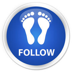 Follow (footprint icon) blue glossy round button