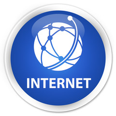 Internet (global network icon) blue glossy round button
