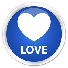 Love blue glossy round button
