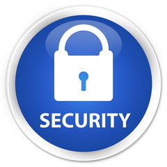 Security (padlock icon) blue glossy round button