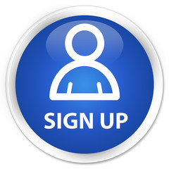 Sign up (member icon) blue glossy round button