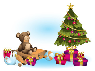 cartoon vector illustration interior christmas object with separated layers