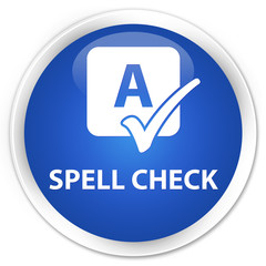 Spell check blue glossy round button