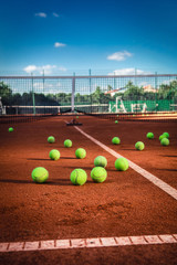 Tennis Balls on a tennis court - 119822561