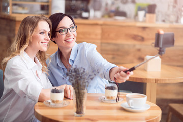 Two nice women having fun