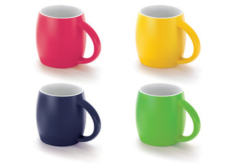 Colorful cups isolated on white. Vector illustration