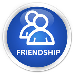 Friendship (group icon) blue glossy round button