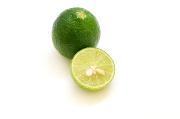 lemon and cut lemon on white background