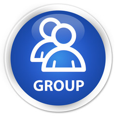 Group blue glossy round button