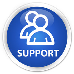 Support (group icon) blue glossy round button