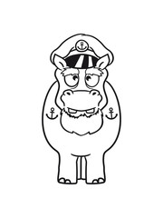 seaman captain boat ship deck cap anchor sailing dick funny comic cartoon sweet little cute baby hippo happy child