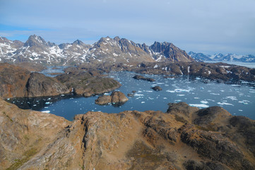 View of Greenland island  from above
