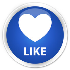 Like (heart icon) blue glossy round button