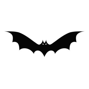 icon black bat on a white background. Halloween vector illustration