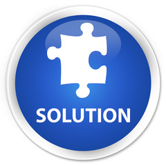 Solution (puzzle icon) blue glossy round button