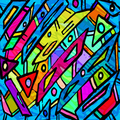 abstract geometric objects graffiti grunge effect
