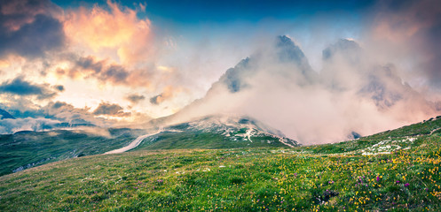 Fantastic colors summer panorama in the National Park Tre Cime d