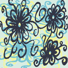 graffiti abstract flowers pattern vector illustration