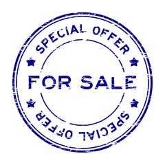 Grunge blue special offer and for sale rubber stamp