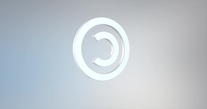 Animated Copyright White 3d Icon Loop Modules for edit with alpha matte 
