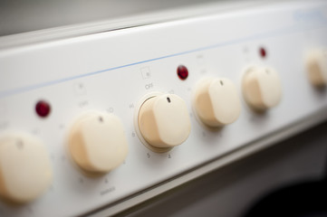 Control dials on an oven