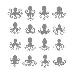 Octopus logo illustration set.