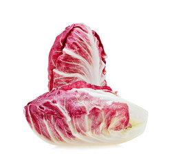 red chicory leaves isolated on white background