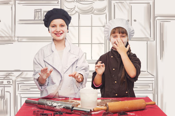 Children making christmas gingerbread