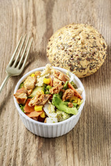 Salad with chicken and vegetables