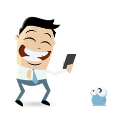 man is catching a virtual creature with his smartphone