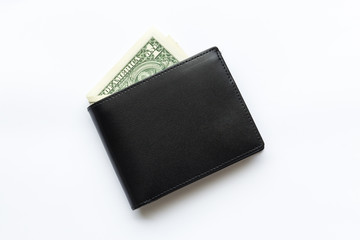 Black leather Men's Wallet with dollar cash